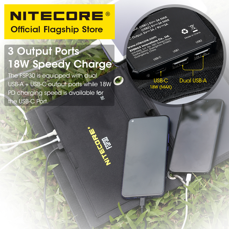 NITECORE FSP30 30W pannello so - Usb Charger Dynamo recensione e prezzo